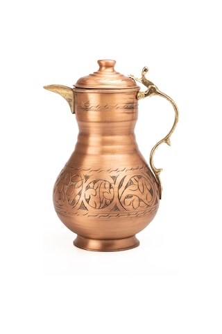 Dmt Gaziantep Bakır El İşlemeli Otantik Sürahi Yük:27 Cm 1,9 Litre Kapasite Ağız:9,3mm