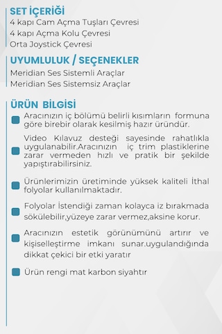 Togg T10x Uyumlu İç Trim Folyo Kaplama Set Meridianlı Uyumlu