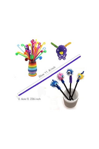 300 Adet. Şönil. 30 Cm. Tüylü Tel. Eğitici Şönil Seti. Renkli Tel