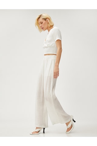 Koton Crop Tişört Gipeli V Yaka Beyaz 3sak50069ek Beyaz