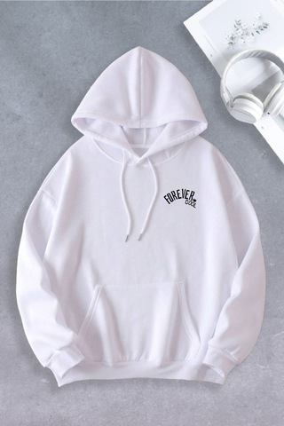 Nevermind Unisex Kadın Erkek Forever Cool Oversize Sweatshirt Beyaz