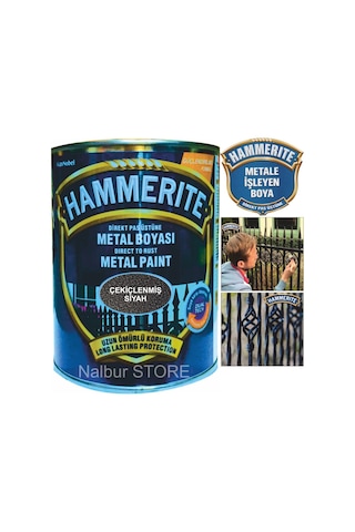 Hammerite Direk Pas Üstüne Metal Boyası 750Ml=1Kg Çekiçlenmiş Siy