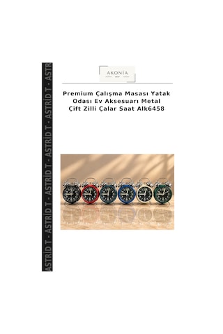 Premium Çalışma Masası Yatak Odası Ev Aksesuarı Metal Çift Zilli Çalar Saat Alk6458 Çok Renkli