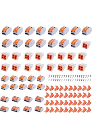 Moveevo 130 Adet Pct Levye Kablolu Bağlayıcı Seti - Zıttı Ve Esnek Kablolar İçin Hızlı Bağlantı Kutusu