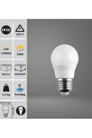 6w Top Led Ampul 6500k E27 Beyaz Işık Noas Led Ampul
