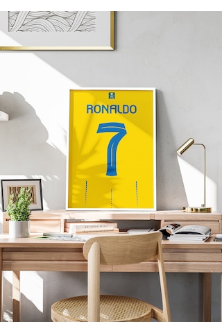 Ronaldo R7 7 Poster Tablo Beyaz Çerçeveli