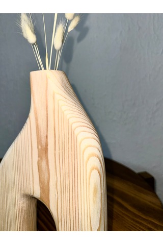 Doğal Ahşap Dekoratif Biblo Vazo