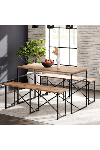 Masa Takımı Bench Bank Masa Seti 120x60  Masa Mutfak Masası Yem