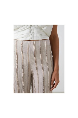 LC Waikiki Lcwaıkıkı Classic Bej Beli Lastikli Dokulu Geniş Paça Kadın Pantolon Lıght Grey