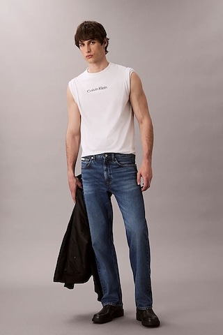Calvin Klein Erkek Regular Fit Yazı Baskılı Pamuklu T-shirt - Beyaz 4114632