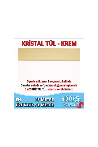 Süsleme Tülü Kristal Tül, 3 Mt En X 1 Mt Uzunluk - Krem 0-99
