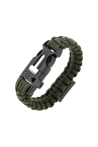 Moveevo Yeşil Askeri Kurtarma Bileklik - 3m Paracord, Çakmak Taşı, İshak Ve Şişe Açıcı İle Dış Mekan Malzemesi Koyu Yeşil