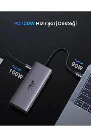 Ugreen Revodok Pro 10-in-1 1xusb-a 3.0, 1xusb-a 3.2 10gbps, 2xusb-c 3.2 10gbps, 1xusb-c Pd 100w, 2xhdmı 4k/60hz, Sd, Tf, Rj45, 45380
