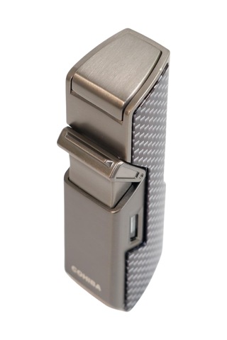 Cohiba Tek Torch Pürmüz Delici İğneli Karbon Desenli Metal Puro Çakmağı - Tr9595