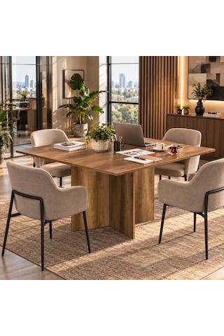Rio Ofis Toplantı Masası - Oslo Ceviz 120x75x120 Cm