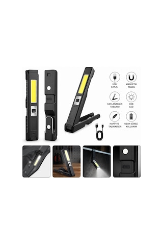 Gold Silver Gs-2070 30w Şarjlı Mıknatıslı Katlanabilir Led Çalışma Tamirci Feneri Çok Renkli