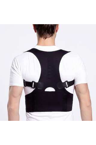 Erkek Kadın Ayarlanabilir Manyetik Duruş Düzeltici Korse Geri Erkekler Brace Geri Omuz Kemeri Bel Desteği Düz, Boyut: Xxl Siyah