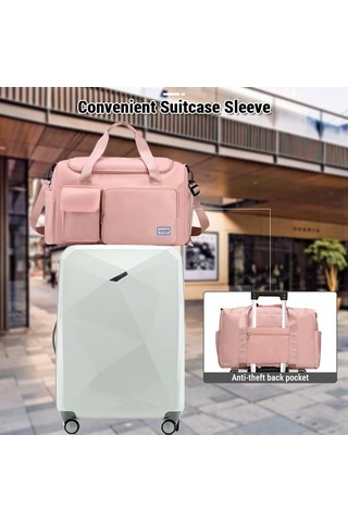 Novahub Spor Gym Çantası, Ayakkabı Bölmeli Duffle Çanta, Kadınlar İçin Hafta Sonu Seyahat Çantası Pembe Pembe