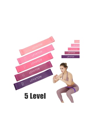 Leyaton 5'li Aerobik Band Latex Aerobik Bandı Pilates Yoga Lastiği