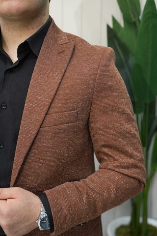 Bys Beystil Sivri Yaka Kırçıllı Açık Kahve Ceket Eylül- Slim Fit A.Kahverengi
