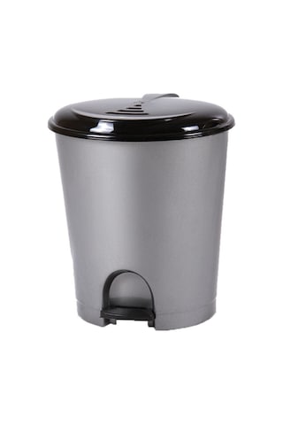 Plastik Pedallı Basmalı Açılır Kapak Çöp Kutusu Kovası / 12 Litre / Gri / 27 x 30 x 33 Cm. Gri