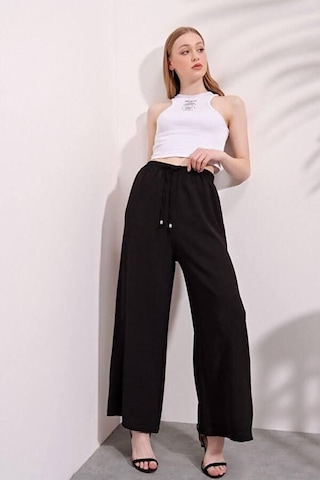 Unika Boutique Büyük Beden Geniş Beden Aralığı Beli Lastikli Salaş Ayrobin Pantolon siyah