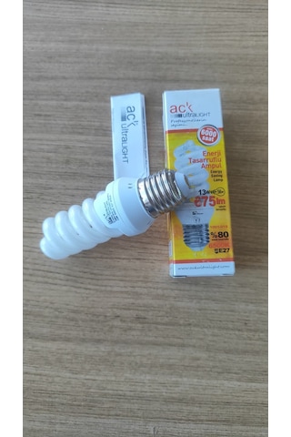 Ack Ultralıght 13w E27 Spiral Tasarruflu Ampul 6500k Beyaz Işık 1001-018