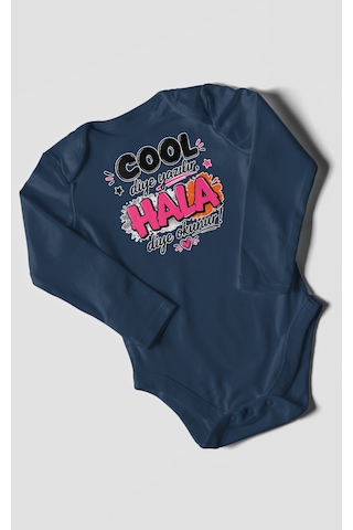 Morivokids Cool Diye Yazılır Hala Diye Okunur Uzun Kollu Bebek Body %100 Pamuk Lacivert