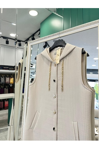 Nurgün Kapitone Yelek - Taş - 50 Taş