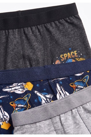Öts Erkek Çocuk 3 Lü Pamuklu Boxer Baskılı Ergonomik Tasarım 7717-3 Renkli
