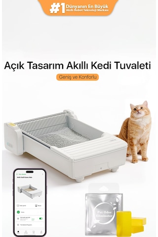 C31 Açık Tasarımlı Otomatik Akıllı Kedi Tuvaleti App Kontrollü, Otomatik Temizleme, 38 Db Sessiz