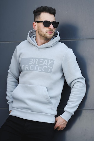 Oksit Break Üç İplik Şardonlu Baskılı Kapüşonlu Erkek Sweatshirt 001