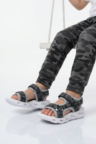 Cool Sage F Siyah Unisex Cırtlı Işıklı Çocuk Sandalet