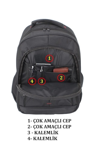 Case Club Büyük Laptop Sırt Çantası 17 İnç + Kılıf Hediyeli Siyah