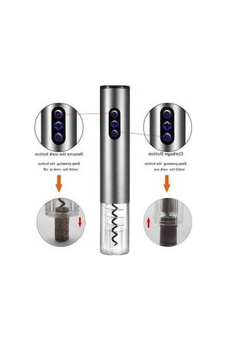 Fastbuy Otomatik Elektrikli Şarap Açacağı Seti - Led Işıklı Şarap Mantar Çekme Vidası, Folyo Kesici, Şarap Aparatları, Profes Gümüş