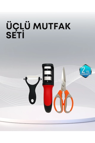 Znv Zenvia Mey İthalat Çok Fonksiyonlu Mutfak Makas Seti 3 Makas, Bileyici Ve Soyacak Dahil Znv2025 Cmn Renkli