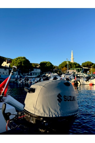 Tekne Motor Kılıfı Dıştan Takma Marin Deri Suzuki 9.9 Hp