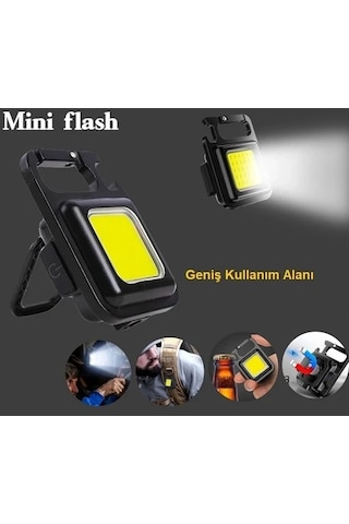 30 Ledli Mıknatıslı Anahtarlık Flash Kamp Lambası Askılı Kapak Açacaklı Şarjlı Fener
