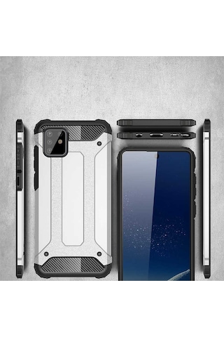 Ekılıf - Samsung Galaxy A81 Note 10 Lite Uyumlu Kılıf Çift Katman Zırh Tank Crash Military Kapak - Mavi
