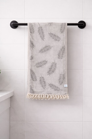 Aquatolıa Doğa Peştemal - %100 Pamuk- 100x180- Peştemal- Plaj Havlusu- Yaprak Desen Gri