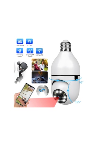 Ampul Güvenlik Kamerası, 360 Derece Döndürme/eğme Panoramik Ip Kamera, 2.4ghz Wifi 1080 Kamerası Güvenlik & CCTV Kamerası 57946688