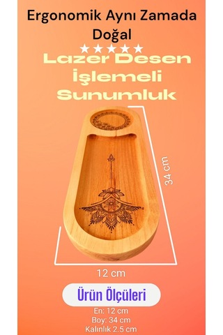 İkili Lazer Işlemeli Doğal Sunumluk 34 x 12 CM