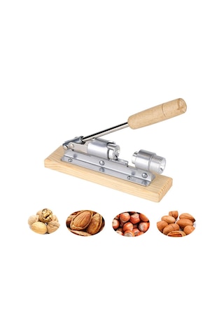 Monyee Ev İçin Çeşitli Fındıkların Kabuklarını Açmak İçin Ayarlanabilir Ahşap Ve Metal Lehimli Fındık Kırıcı Araç Gümüş