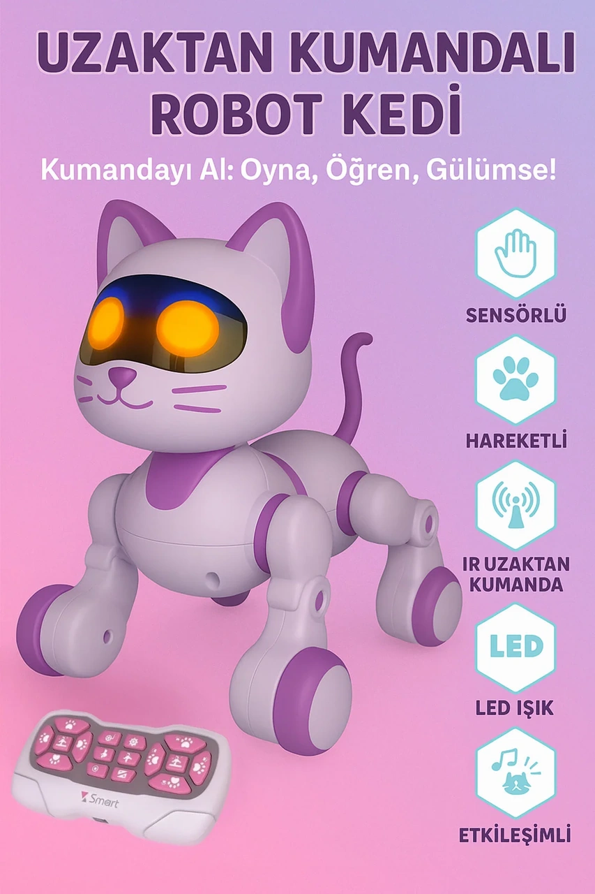 Seher Oyuncak Işıklı Sesli Şarjlı Robot Kedi Item Kod : Sh40194 Mor