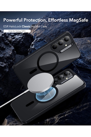 Esr Samsung Uyumlu S25 Plus Halolock Magsafe Classic Hybrid Silikon Kılıf Şeffaf Siyah