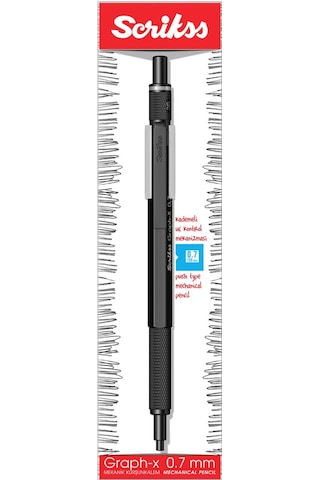 Scrikss Graph-x 2b 0.7 Mat Siyah Gizli Uç Mekanik Kurşun Kalem
