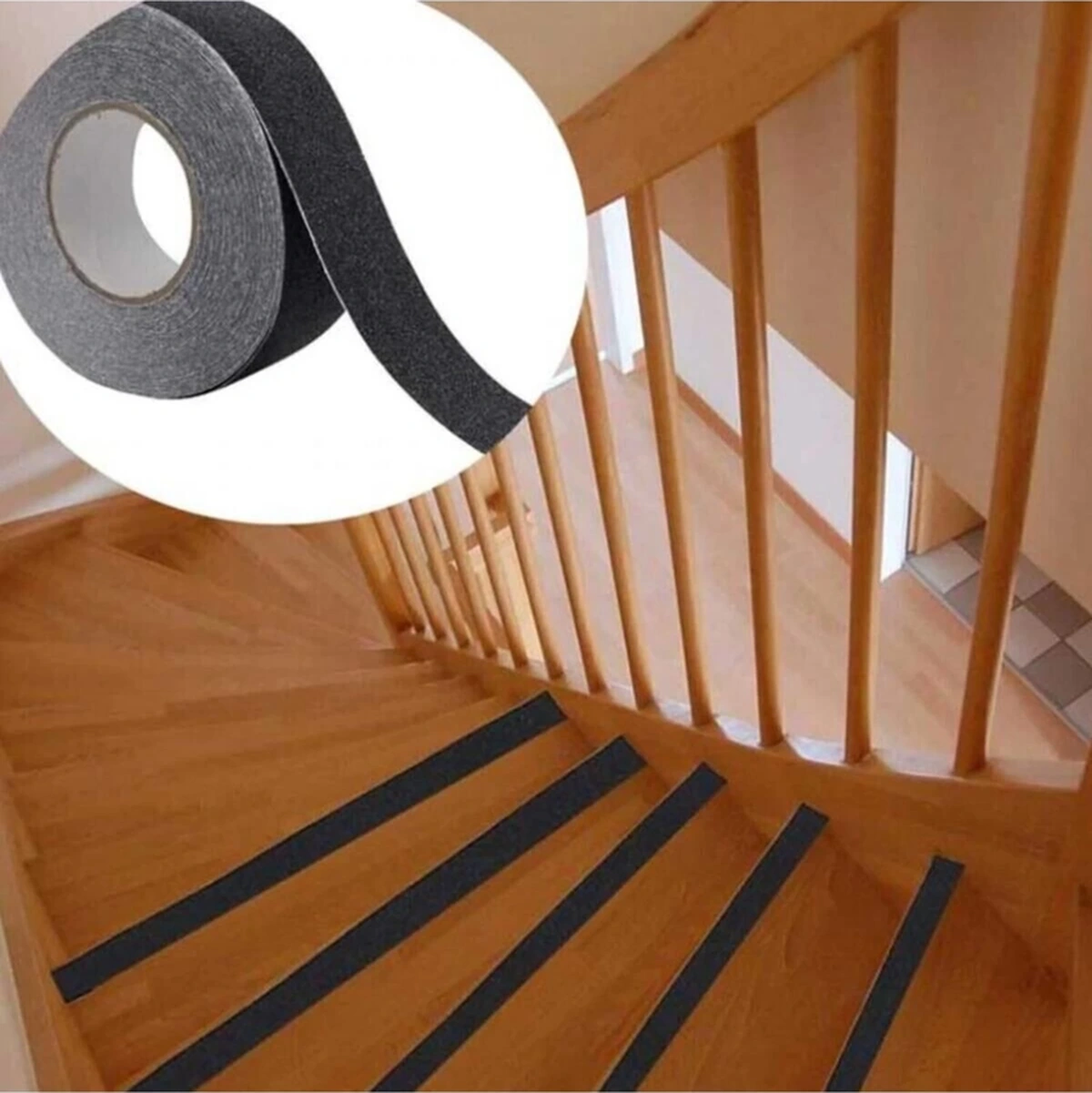 Merdiven Zemin Kaydırmaz Güçlü Bant Yapışkanlı Kaymaz Bant Siyah 25 Mm X 5 Metre