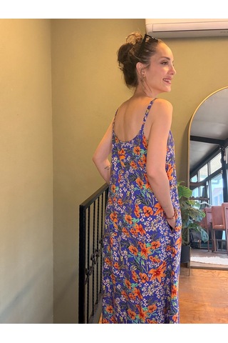 Ali Butik Mor Desenli Viskon Elbise