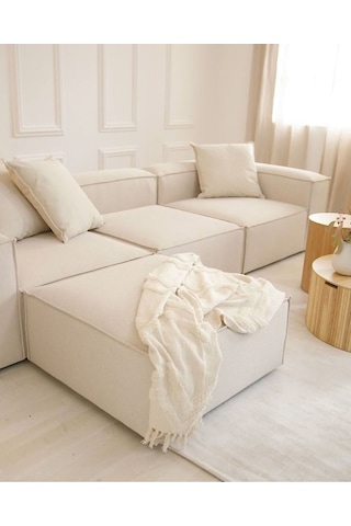 Mira Relax Krem Renk Köşe Koltuk Antrasit