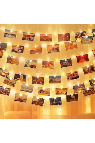 Besthome1 50 Adet Klamp + 10m 100 Led Bakır Tel Işık - Noel Dekorasyonu, Usb Beslemeli, Sıcak Beyaz, Taşınabilir Aydınlatma Beyaz